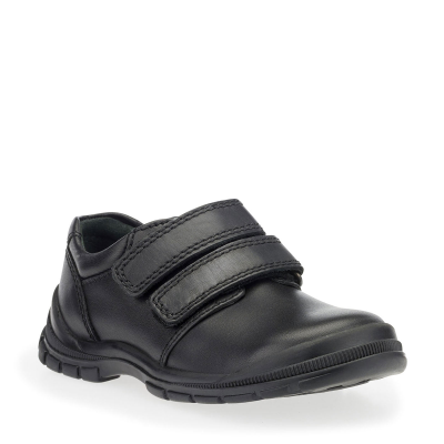 Start Rite Engineer Black Leather Boys Rip-tape School Shoes