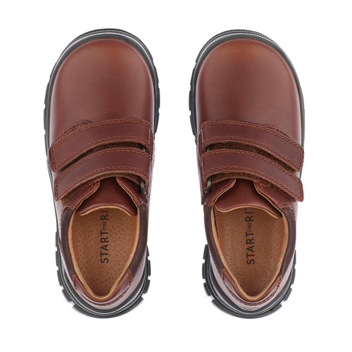 Start Rite Engineer Brown Leather Boys Rip-tape School Shoes
