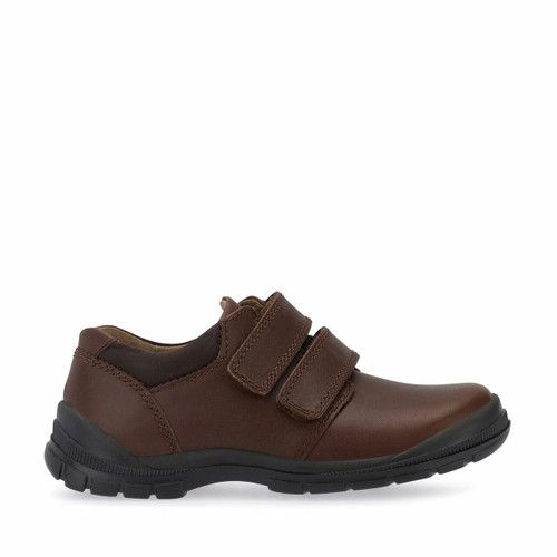 start rite Engineer Brown leather boys rip-tape school shoes