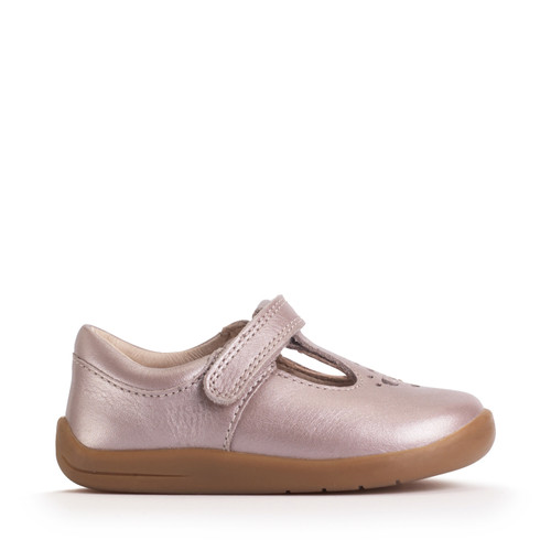 start rite Eternal Blush pearlised leather girls rip-tape T-bar first walking shoes