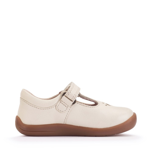 Start Rite Eternal Cream Leather Girls Rip-tape T-bar First Walking Shoes
