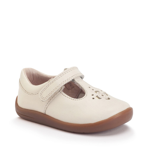 Start Rite Eternal Cream Leather Girls Rip-tape T-bar First Walking Shoes