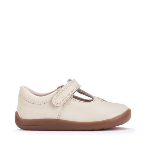 start rite Eternal Cream leather girls rip-tape T-bar first walking shoes