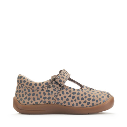 Start Rite Eternal Taupe Nubuck/splash Girls Rip-tape T-bar First Walking Shoes