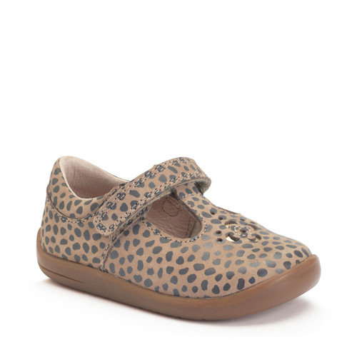 Start Rite Eternal Taupe Nubuck/splash Girls Rip-tape T-bar First Walking Shoes
