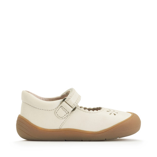 Start Rite Eva Cream Leather Girls Rip-tape Floral First Walking Shoes