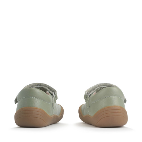 Start Rite Eva Dusky Green Leather Girls Rip-tape Floral First Walking Shoes