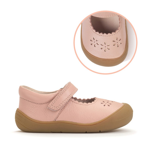 start rite Eva Dusky pink leather girls rip-tape first walking shoes