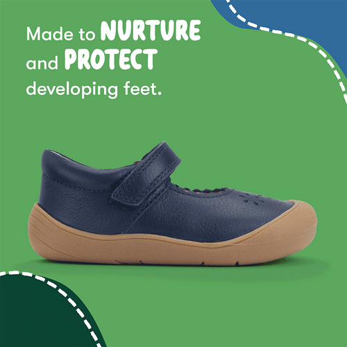 Start Rite Eva Navy Leather Girls Rip-tape First Walking Shoes