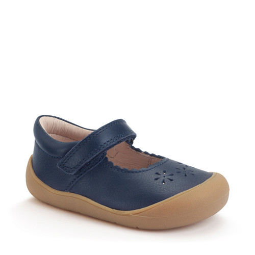 Start Rite Eva Navy Leather Girls Rip-tape First Walking Shoes