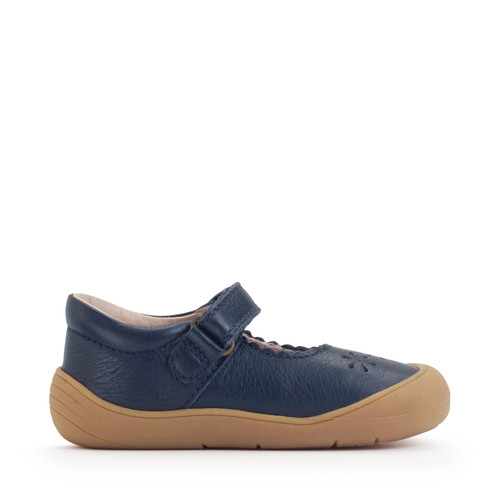 Start Rite Eva Navy Leather Girls Rip-tape First Walking Shoes