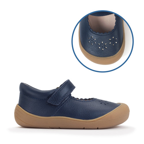 start rite Eva Navy leather girls rip-tape first walking shoes