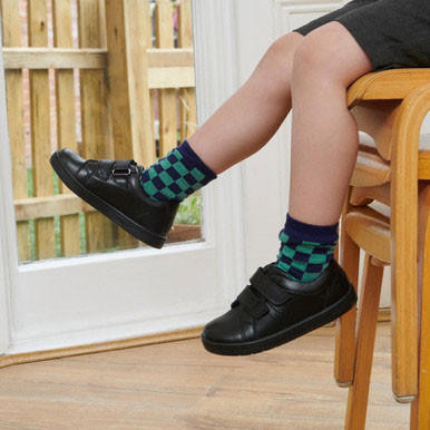 Start Rite Explore Black Leather Boys Rip-tape First School Shoes