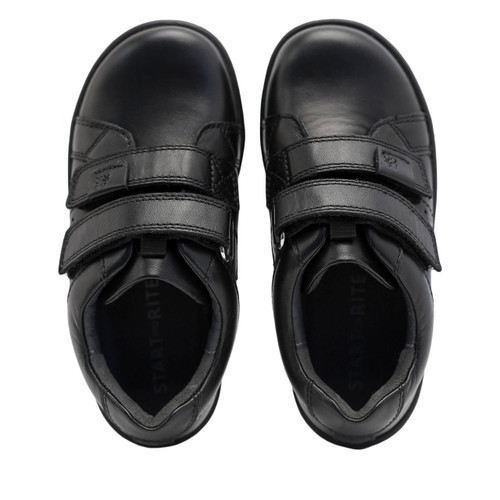 Start Rite Explore Black Leather Boys Rip-tape First School Shoes