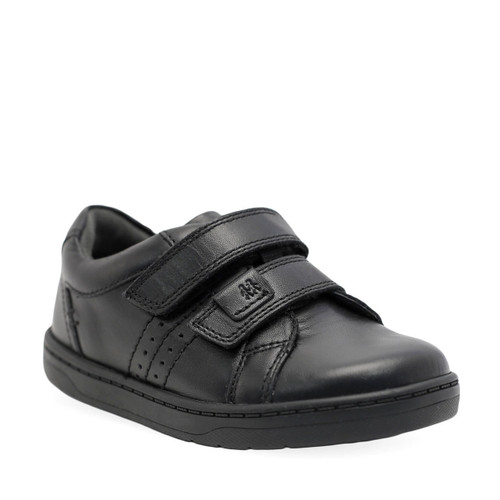 Start Rite Explore Black Leather Boys Rip-tape First School Shoes