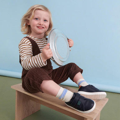 Start Rite Explore Navy Blue Leather Boys Rip-tape Pre-school Shoes