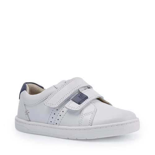 Start Rite Explore White Leather Boys Rip-tape Pre-school Shoes
