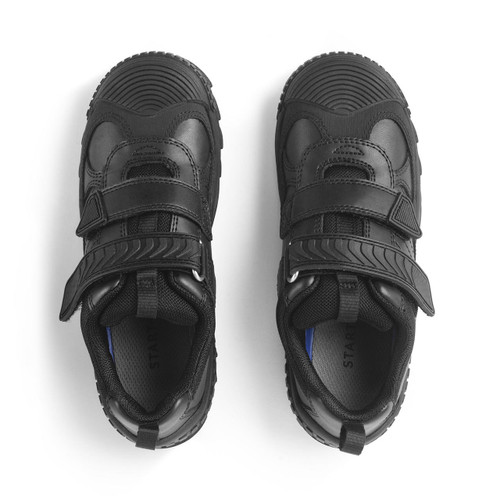 Start Rite Extreme Pri Black Leather Boys Tough Rip-tape School Shoes