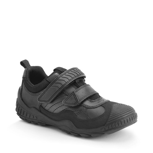 Start Rite Extreme Pri Black Leather Boys Tough Rip-tape School Shoes