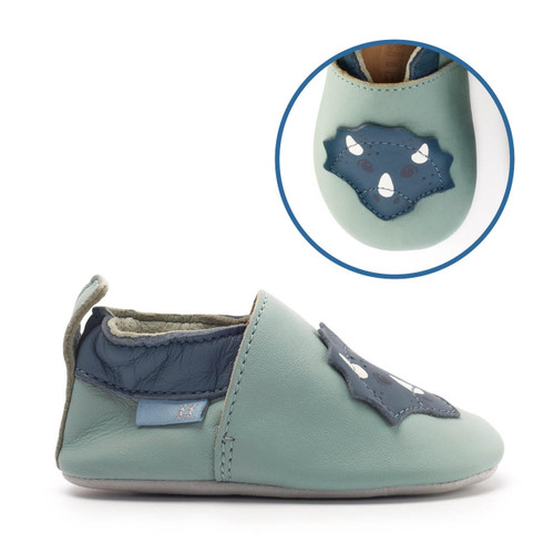 start rite Fable Dusty sage leather dino baby pram shoes