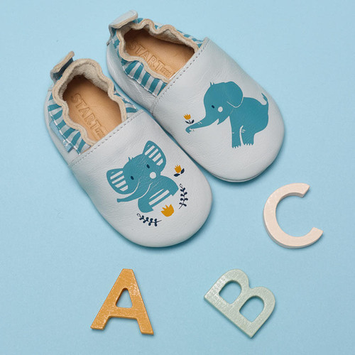 Start Rite Fable Grey Leather Elephant Baby Pram Shoes