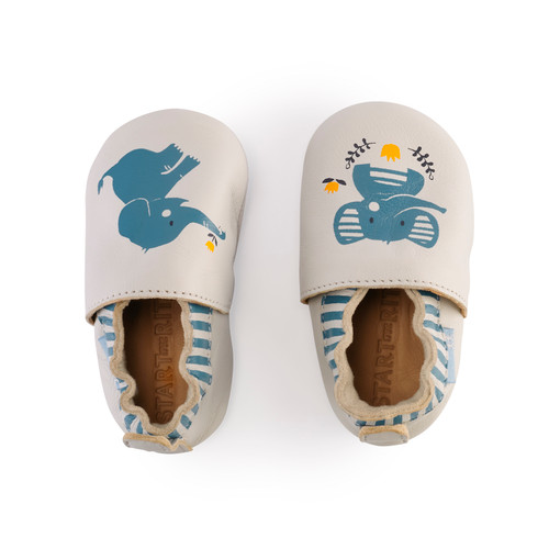 Start Rite Fable Grey Leather Elephant Baby Pram Shoes