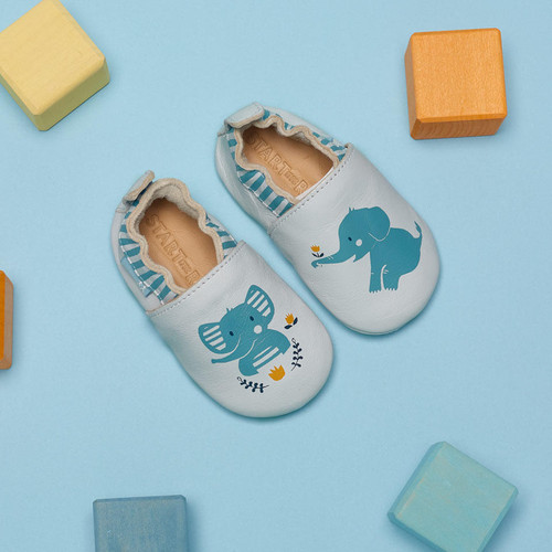 Start Rite Fable Grey Leather Elephant Baby Pram Shoes