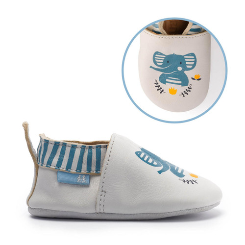 start rite Fable Grey leather elephant baby pram shoes