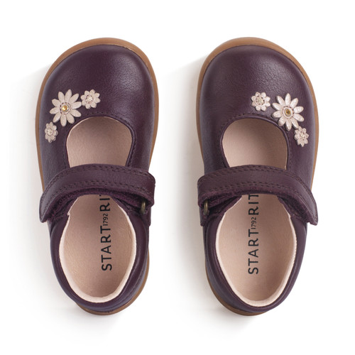 Start Rite Fairy Tale Burgundy Leather Girls Rip-tape First Walking Shoes