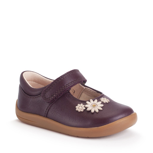 Start Rite Fairy Tale Burgundy Leather Girls Rip-tape First Walking Shoes