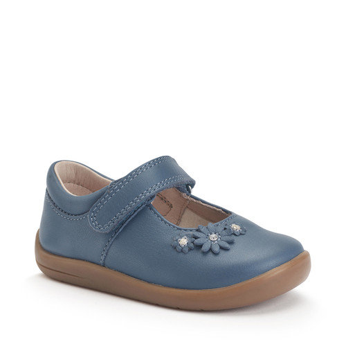 Start Rite Fairy Tale Denim Blue Leather Girls Rip-tape First Walking Shoes