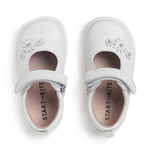 Start Rite Fairy Tale White Leather Girls Rip-tape First Walking Shoes
