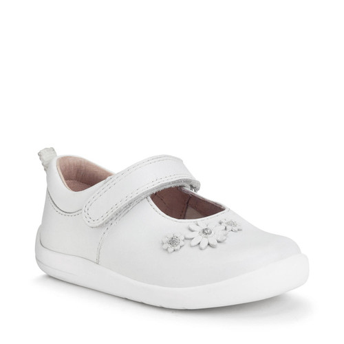 Start Rite Fairy Tale White Leather Girls Rip-tape First Walking Shoes