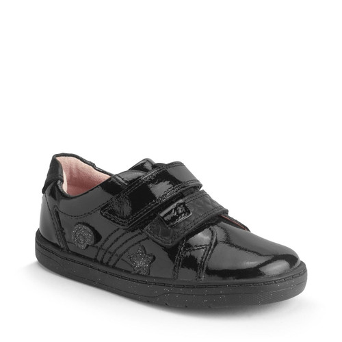 Start Rite Fantasy Black Patent Girls Rip-tape First School Shoes
