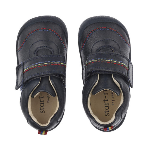 Start Rite First Zak Navy Blue Leather Boys Rip-tape First Walking Shoes