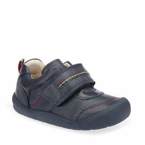 Start Rite First Zak Navy Blue Leather Boys Rip-tape First Walking Shoes