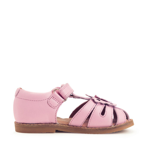 Start Rite Flora Pale Pink Leather Girls Rip-tape Sandals