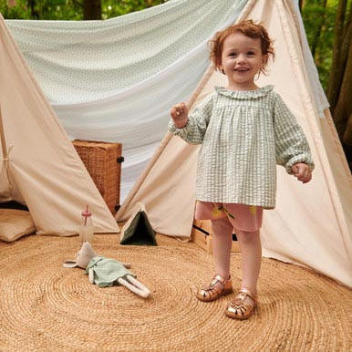 Start Rite Flora Rose Gold Metallic Leather Girls Rip-tape Sandals