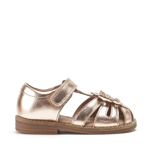 start rite Flora Rose gold metallic leather girls rip-tape sandals