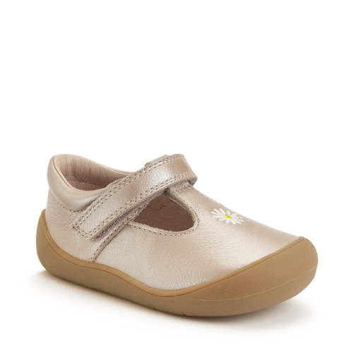 Start Rite Floret Taupe Pearlised Leather Girls Riptape First Walking Shoes