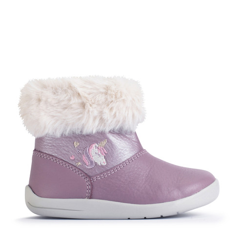 start rite Flurry Mauve leather unicorn girls zip-up first ankle boots