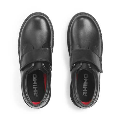 Start Rite Glint Black Leather Boys Rip-tape School Shoes