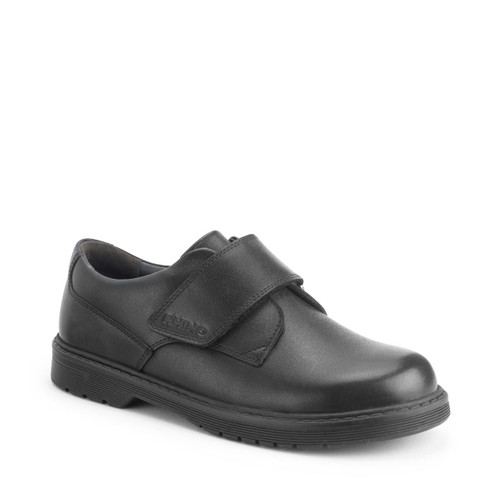 Start Rite Glint Black Leather Boys Rip-tape School Shoes