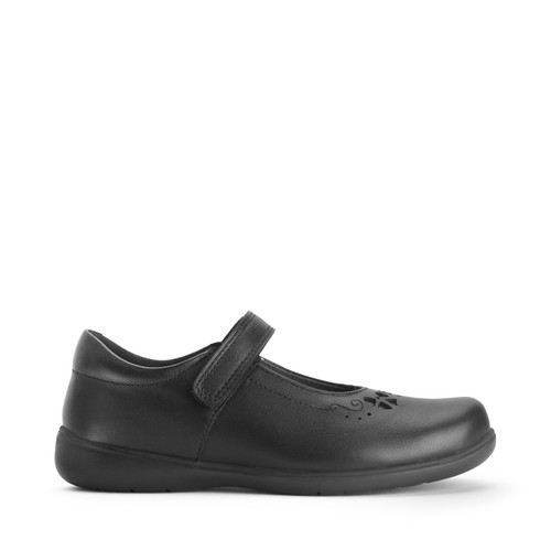 start rite Glisten Black leather girls rip-tape school shoes