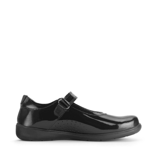 Start Rite Glisten Black Patent Girls Rip-tape School Shoes
