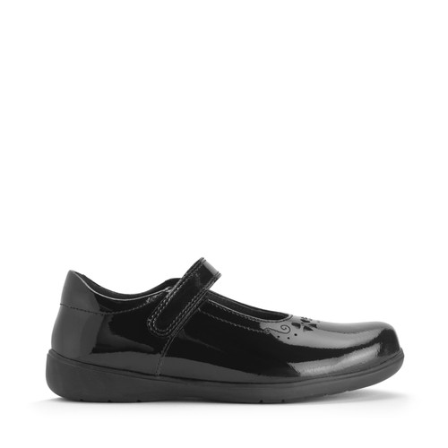 start rite Glisten Black patent girls rip-tape school shoes