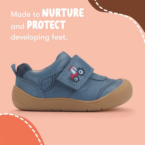 Start Rite Harvest Denim Blue Leather Rip-tape Baby First Walking Shoes