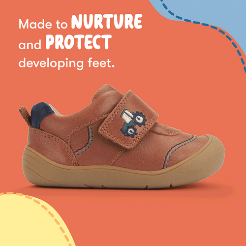 Start Rite Harvest Tan Leather Rip-tape Baby First Walking Shoes