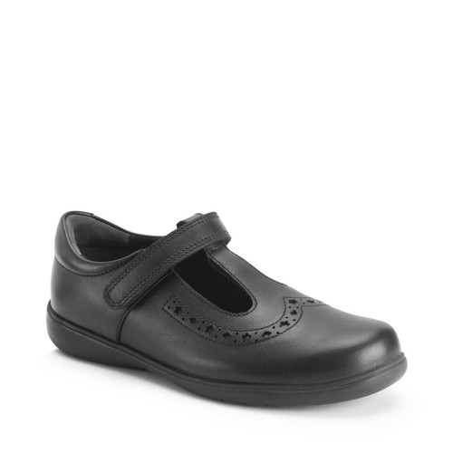 Start Rite Hope Black Leather Girls Rip-tape T-bar School Shoes