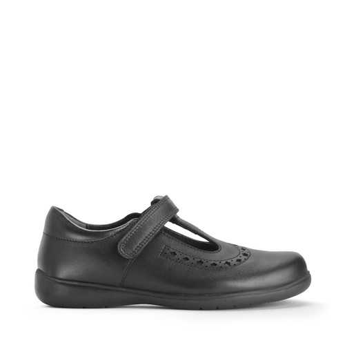 start rite Hope Black leather girls rip-tape T-bar school shoes